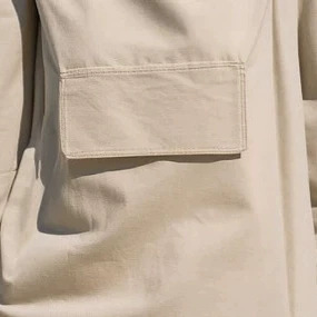 Beige High-Neck Sleeveless Cotton Mini Dress with Pockets