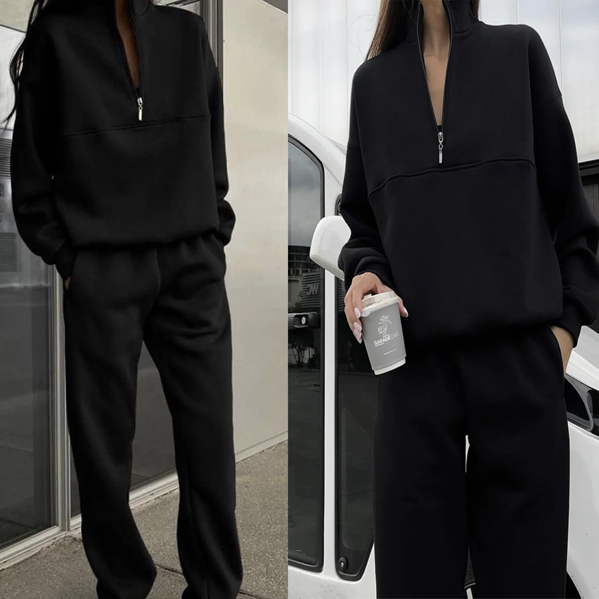 Women's Casual Thick Long-Sleeve Hoodie and Pants Two-Piece Set