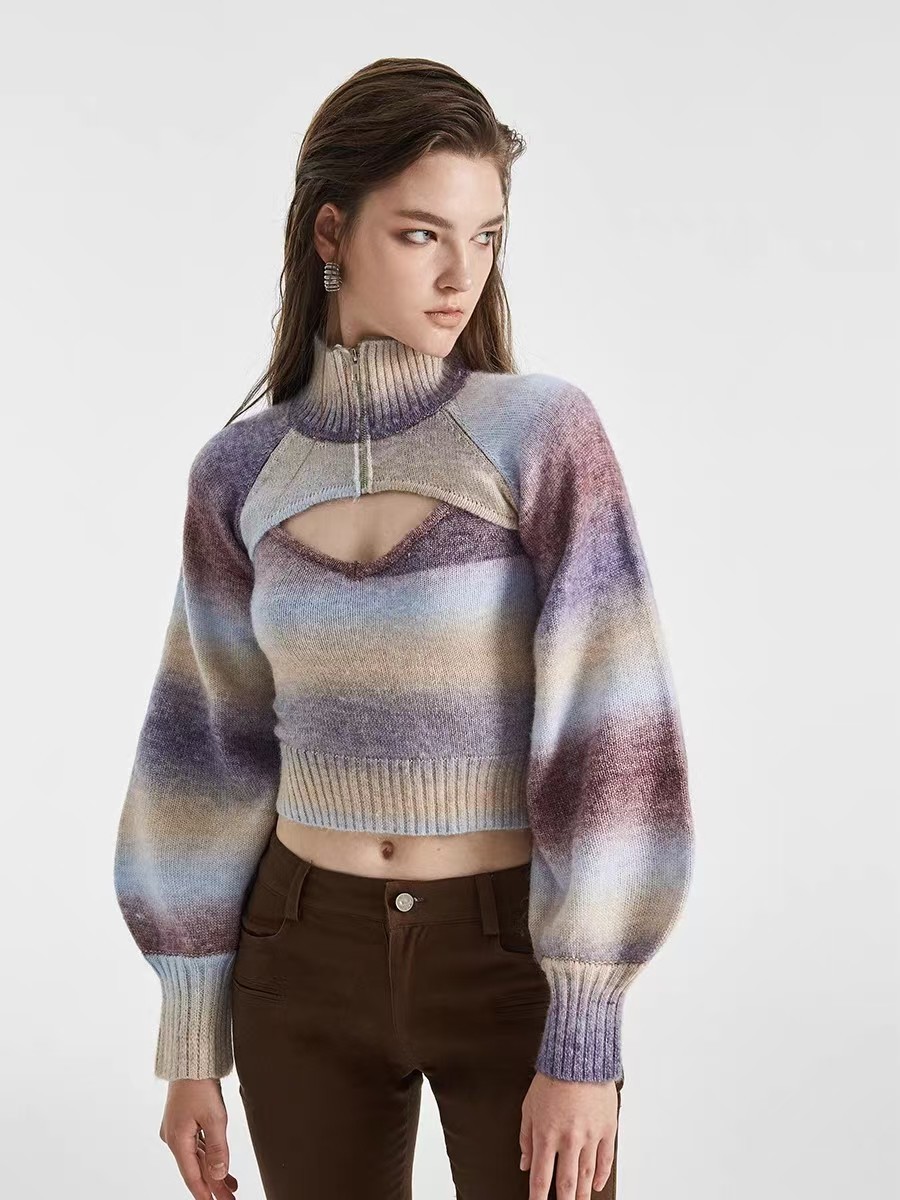 Trendy Color-Block Lazy Style Women's Sweater