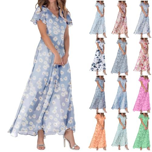 Women's Butterfly Floral Print Ruched Midi Dress Deep V-Neck Sleeveless Slim Fit
