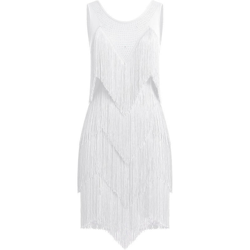 Women's Sleeveless Rhinestone Fringe Latin Dance Dress