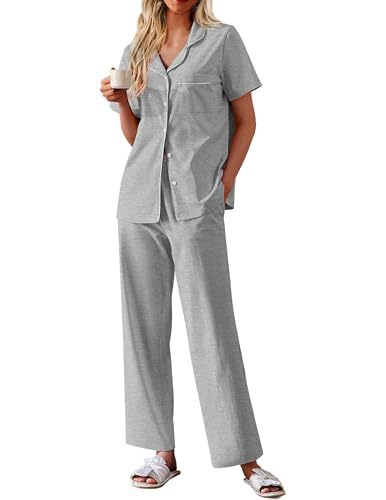 Women's Cuban Collar Short Sleeve Shirt and Pants Set