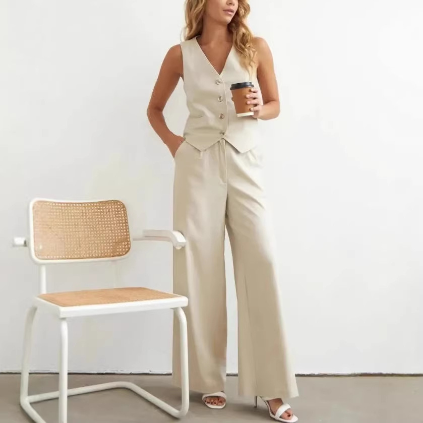 Women's Sleeveless Vest and Pants Two-Piece Casual Set