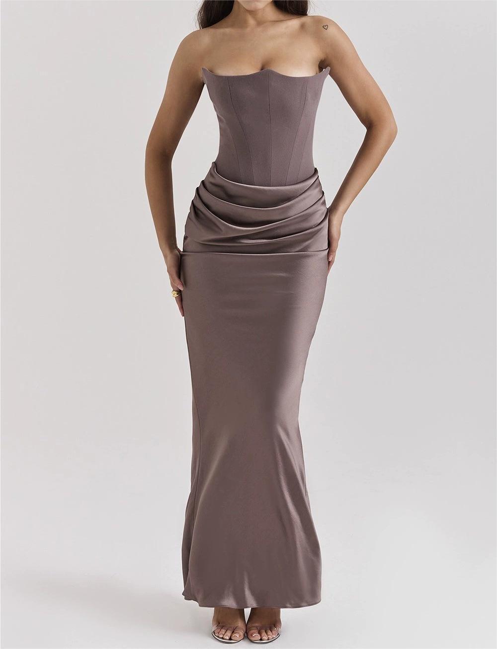 Women's Sleeveless Strapless Backless Bodycon Evening Dress