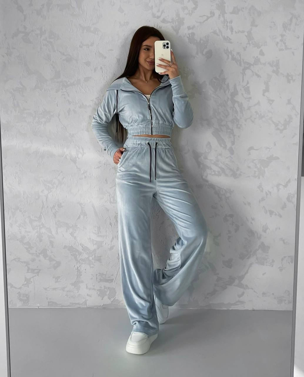Women's Casual Solid Color Long Sleeve Zip Hoodie and Drawstring Pants Two-Piece Set