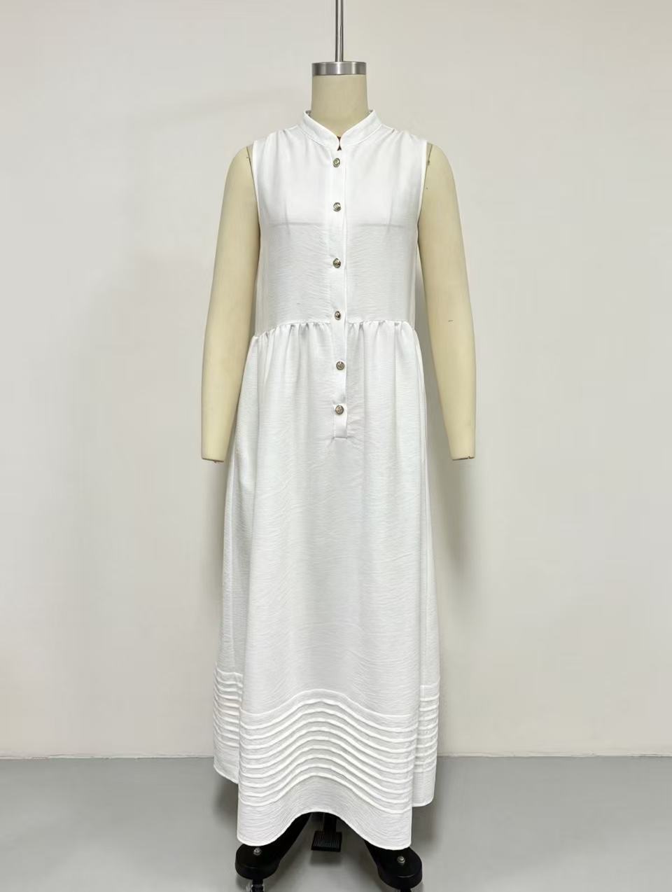 Women's V-Neck Sleeveless A-Line Maxi Dress Cotton Linen Vacation Casual