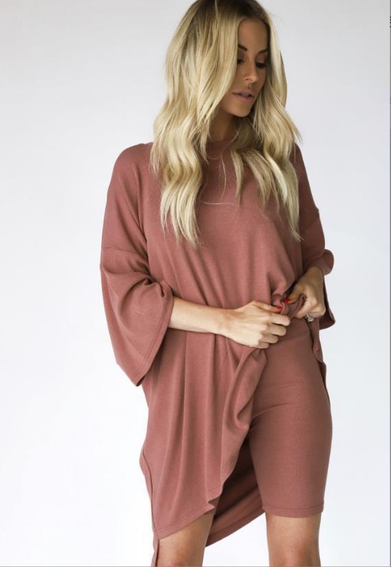 Women's Loose-Fit Short-Sleeve T-Shirt and Shorts Set, Casual Loungewear