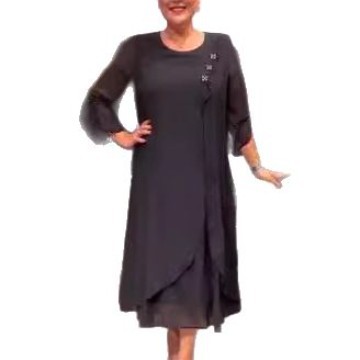 Women's Plus Size Loose A-Line Dress with Flared Sleeves