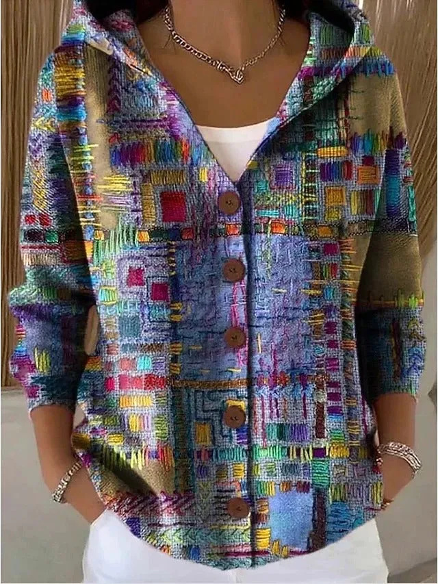 Women's Polka Dot Swirl Print Casual Hoodie