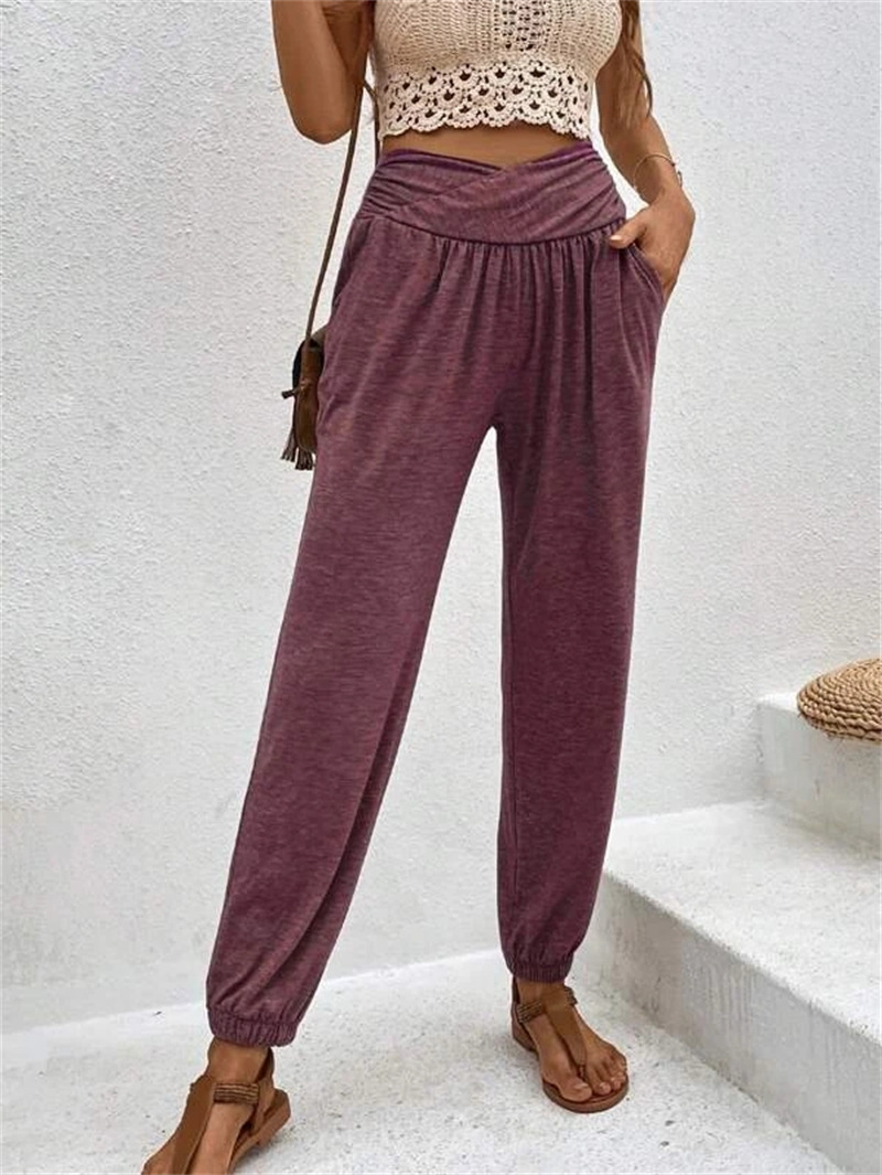 Women's High-Waist Loose Fit Jogger Pants with Pockets