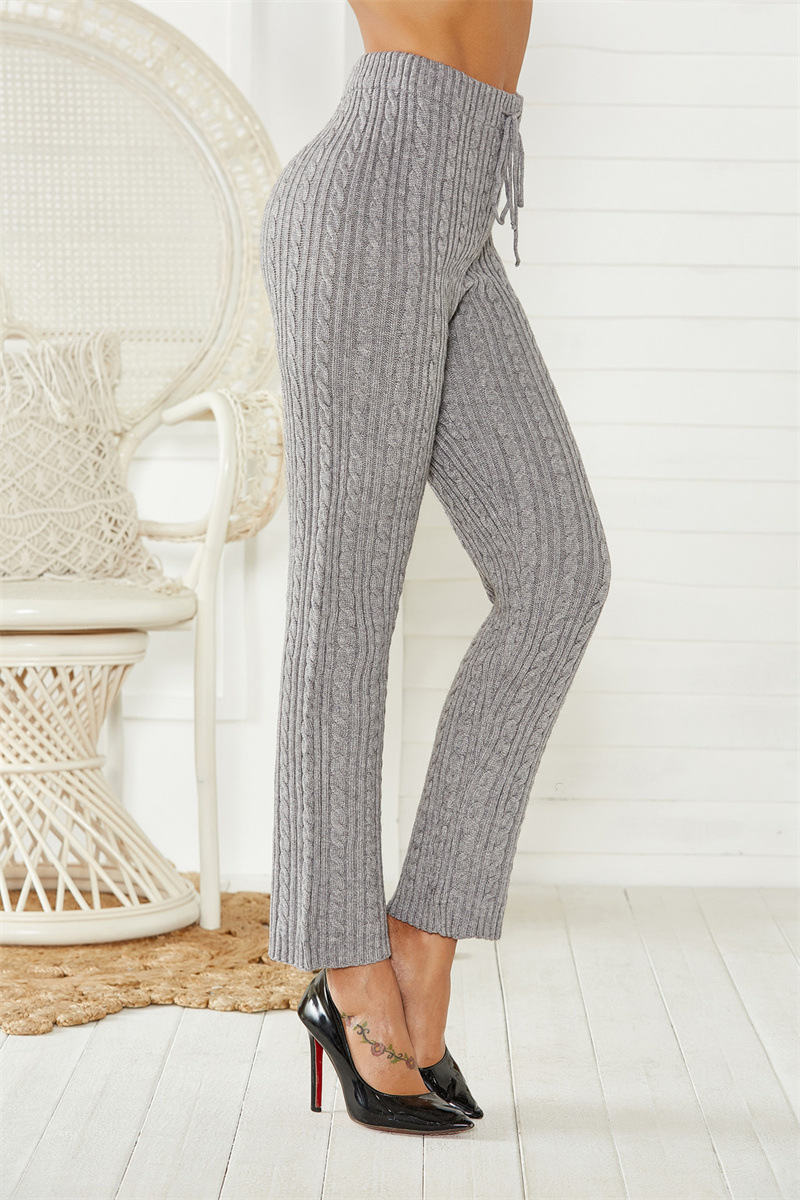Custom Cable-Knit Mid-Rise Stretch Skinny Pants