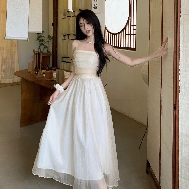 French Purple Slip Dress Women's Summer Petite Elegant Beach Vacation Long Dress