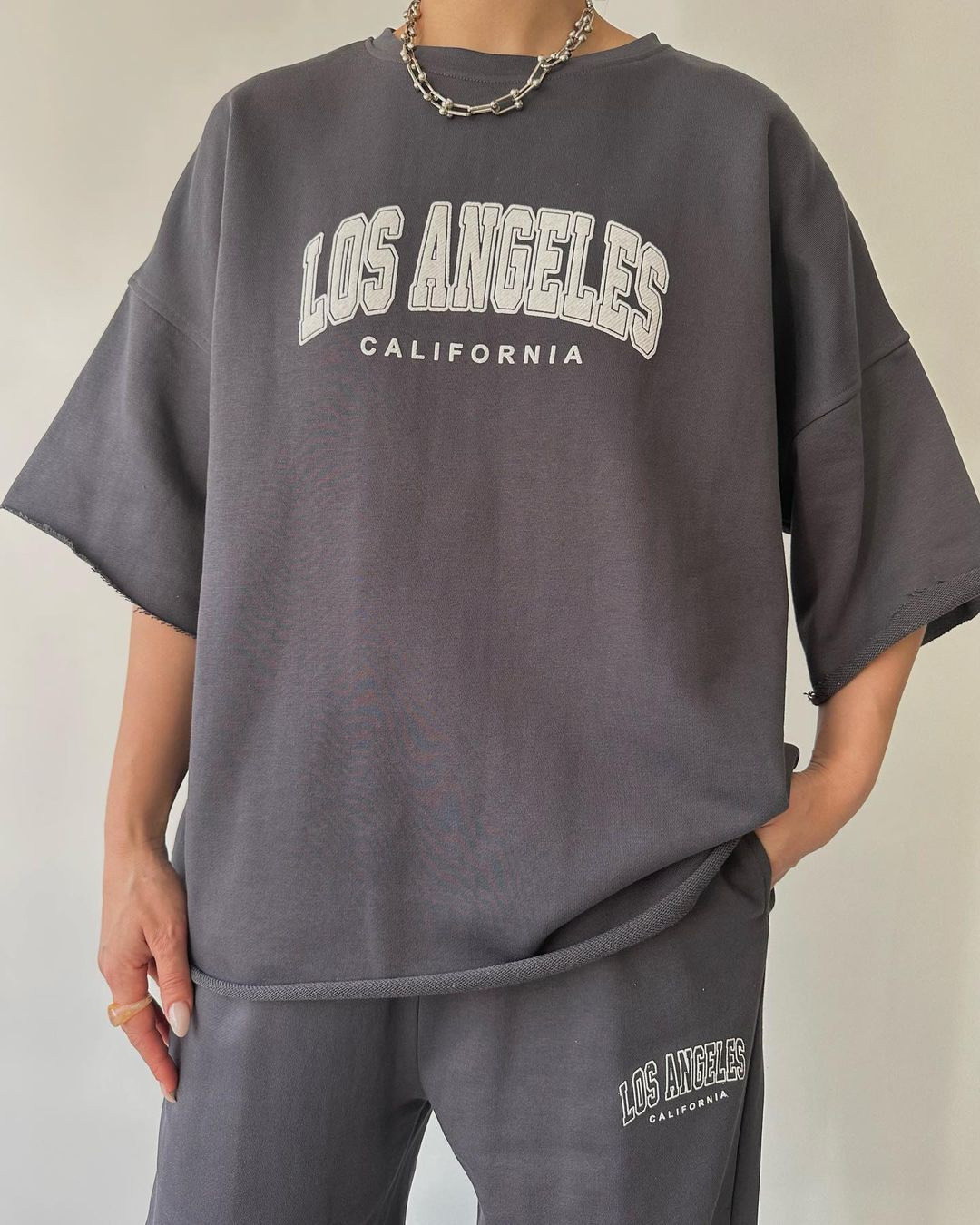 Women's Casual Print Short Sleeve Sweatshirt and Pants Two-Piece Set
