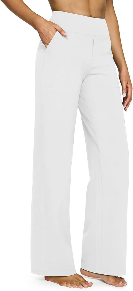 High-Waist Straight-Leg Yoga Pants with Pockets