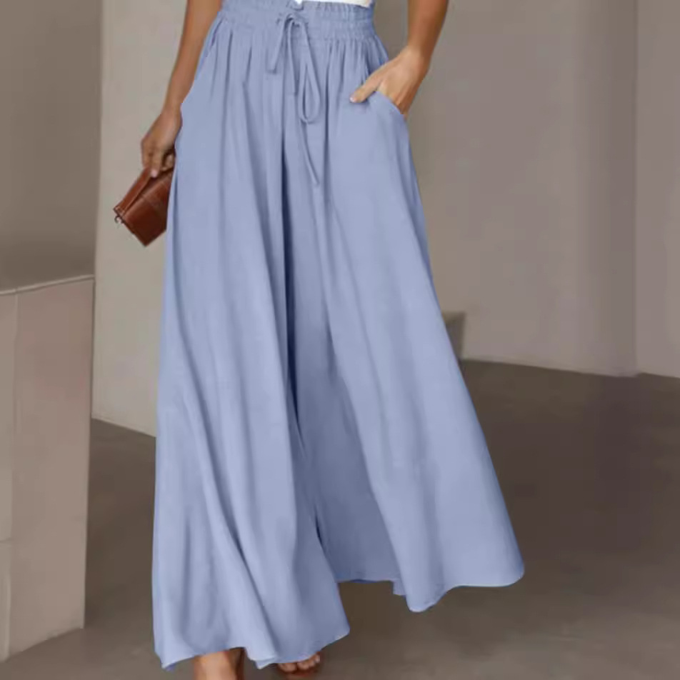 Women's Wide-Leg High-Waist Elastic Waist Pants
