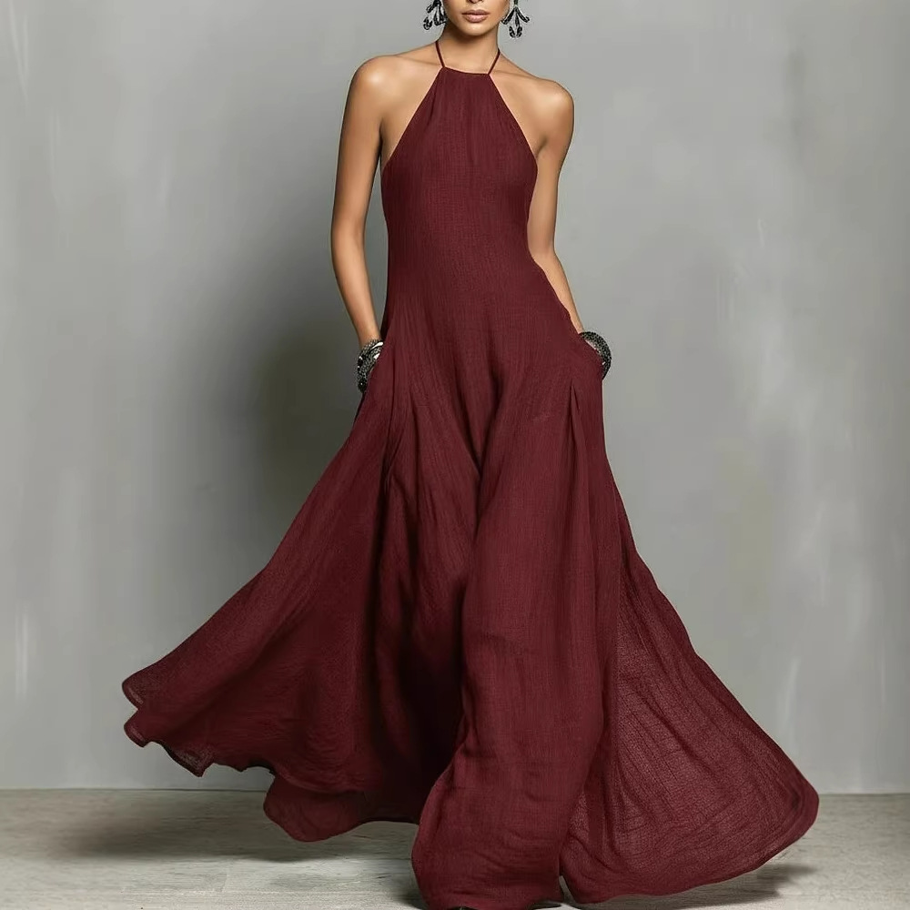 Women's Sexy Minimalist Halter Backless Dress