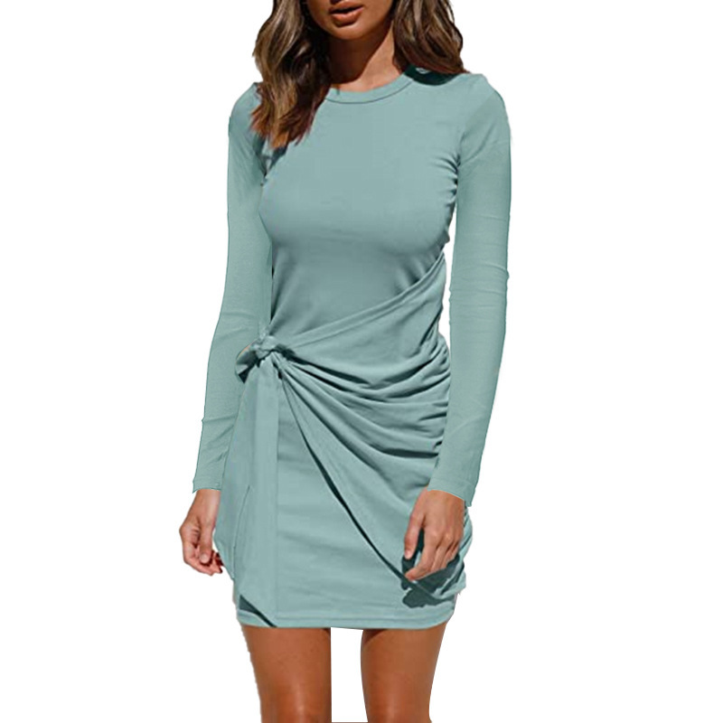 Women's Tie-Front Long Sleeve Midi Dress
