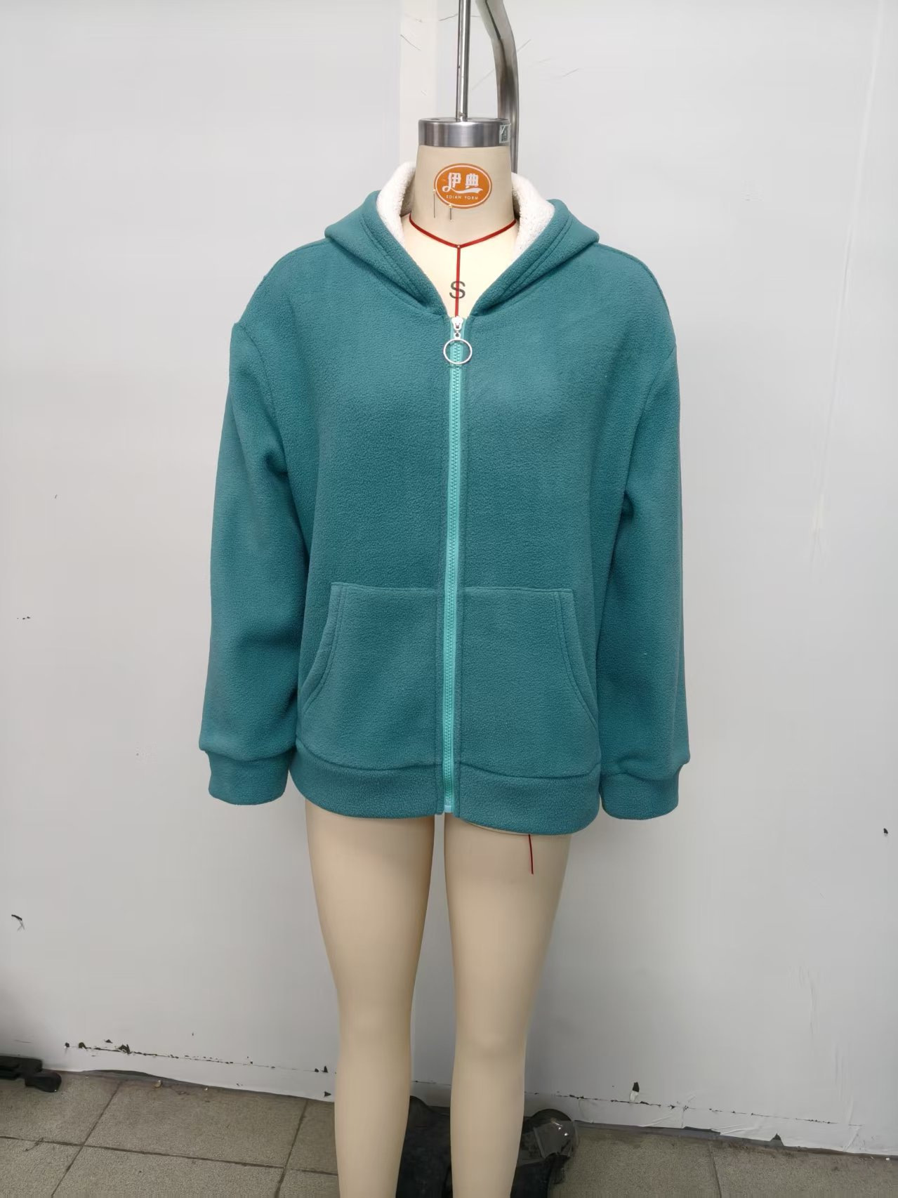 Women's Fleece-Lined Faux Shearling Hooded Zip Jacket