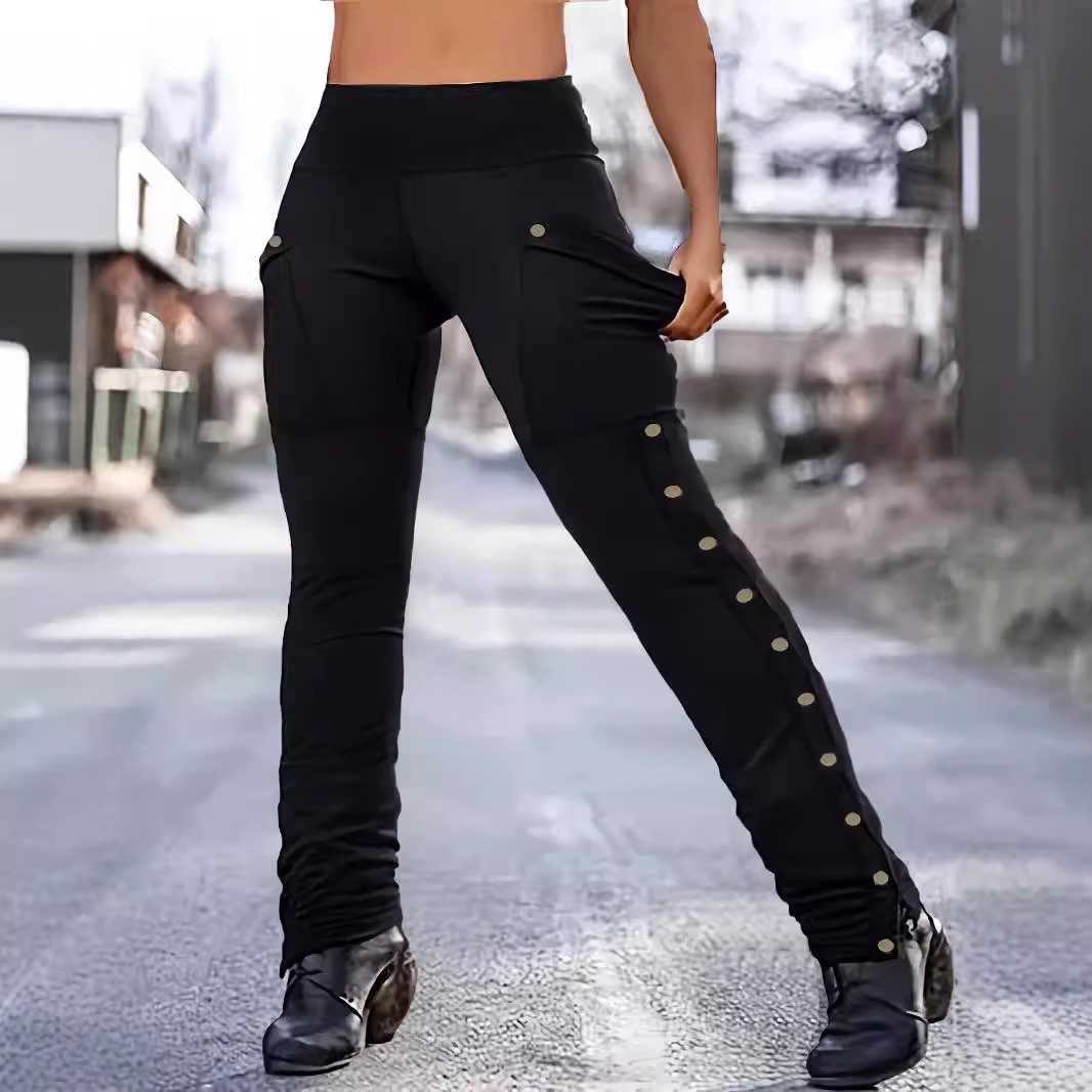 Solid Color High-Waist Tummy Control Butt-Lifting Skinny Pants