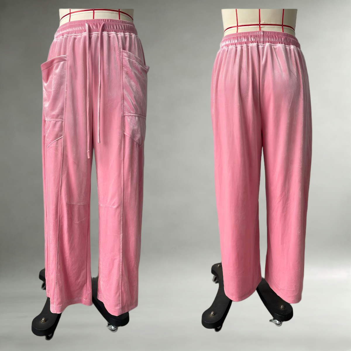 Women's Loose Wide-Leg Velvet Pants with Drawstring