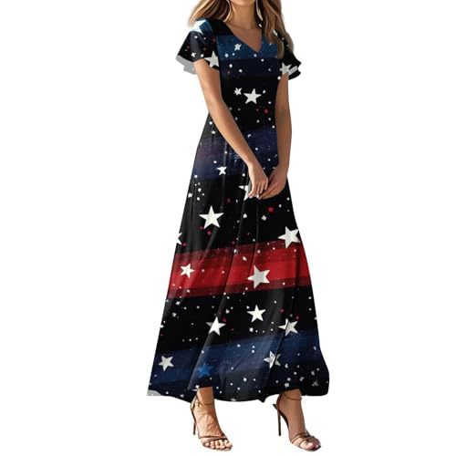 Women's Star Print Ruched Floral Midi Dress