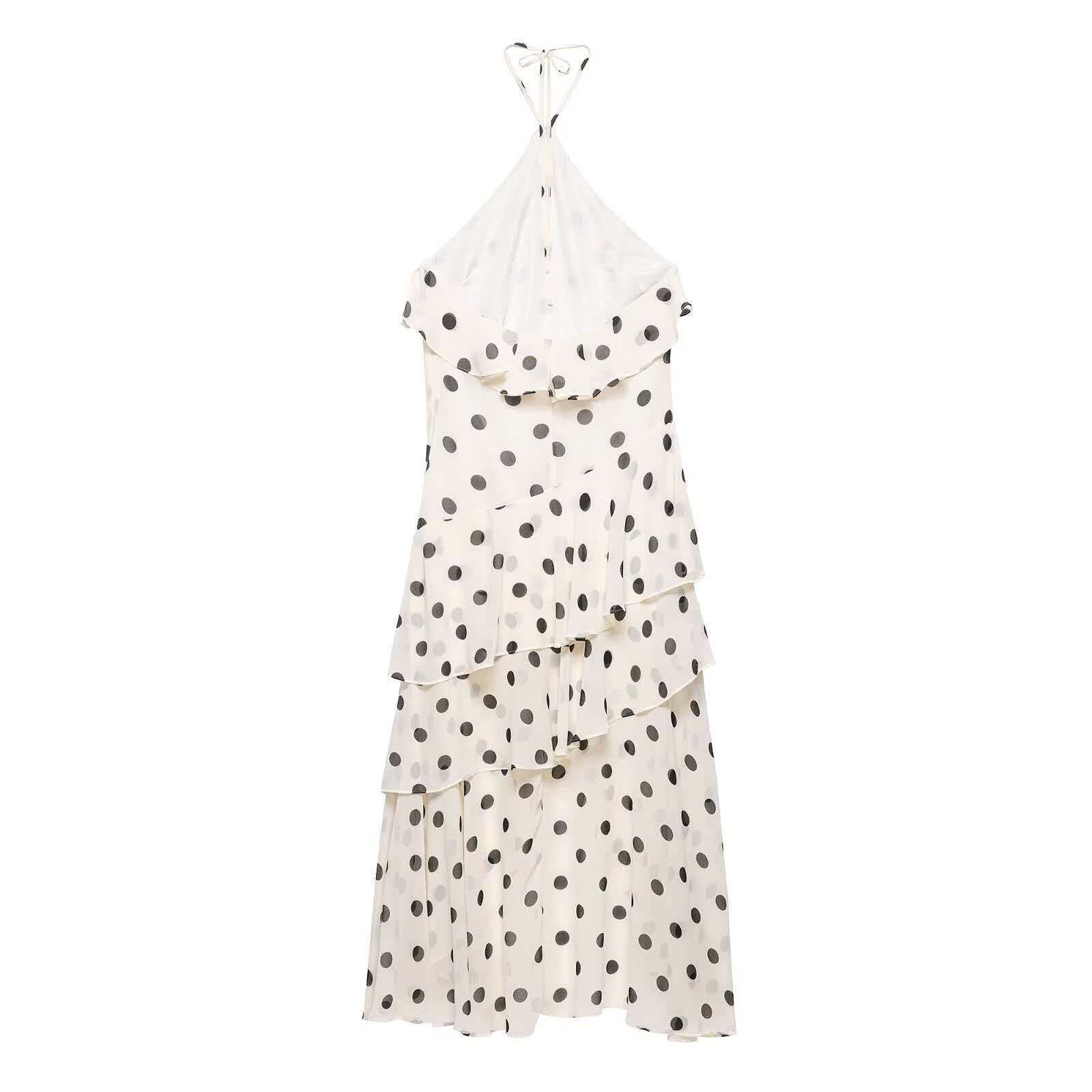 Women's Polka Dot Irregular Cami Dress Sleeveless Slim Fit