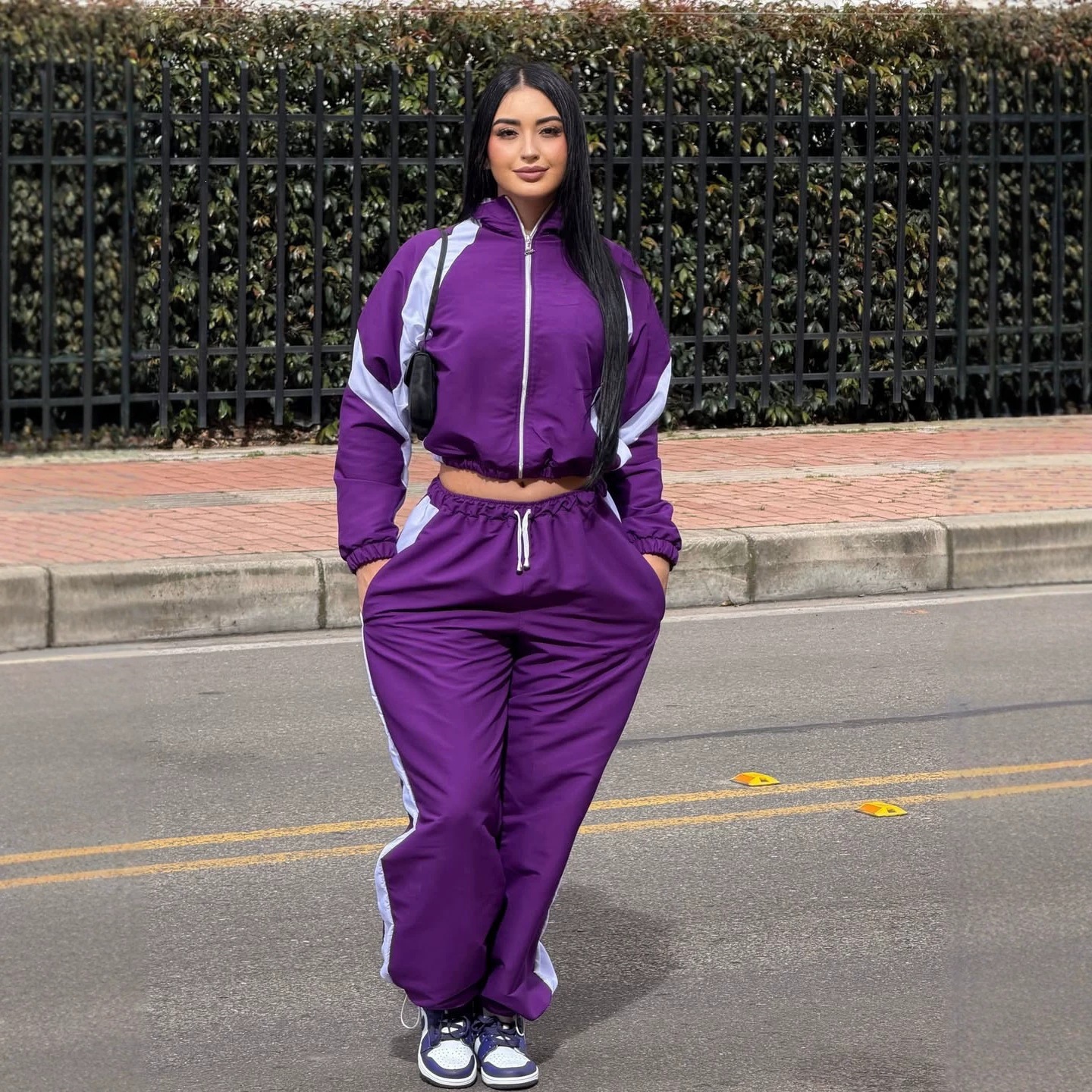 Colorblock Zip-Up Jacket & Drawstring Jogger Pants Set