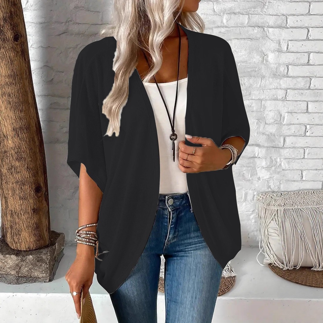 Plus Size Long Sleeve Knit Cardigan Top for Women