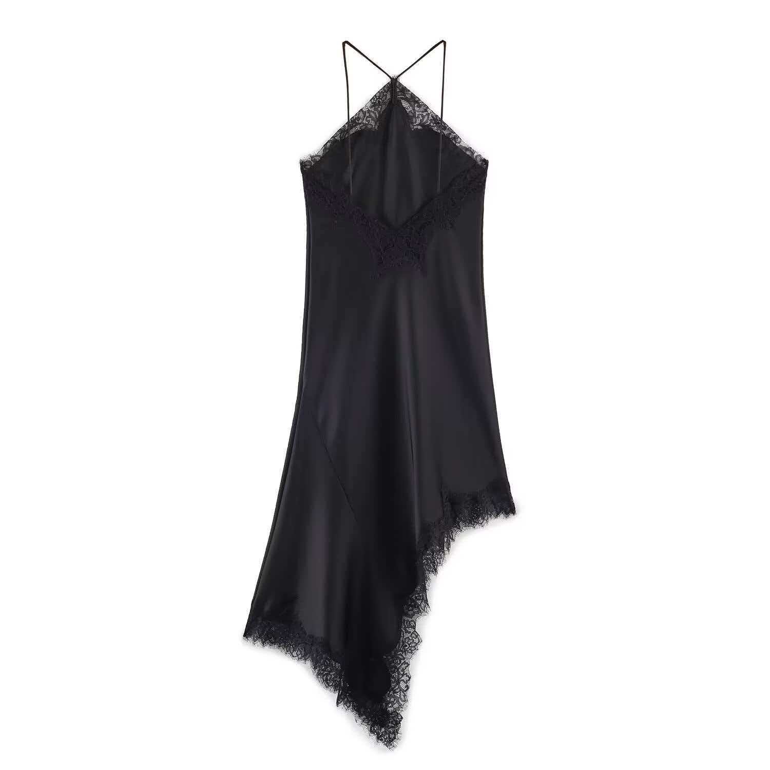 Women's Halter Neck Asymmetrical Hem Midi Dress