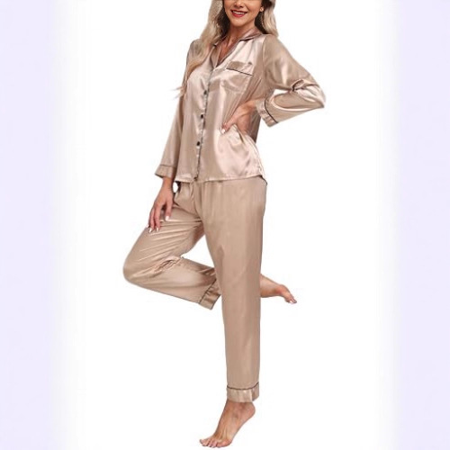 Women's Cuban Collar Long Sleeve Lounge Set