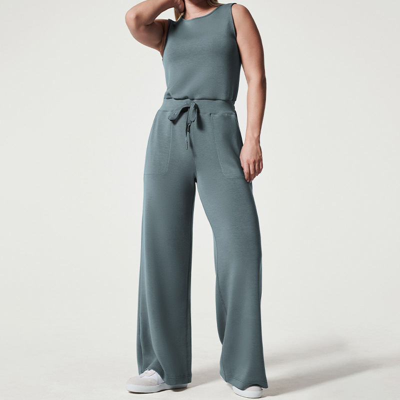 Women's High-Waist Drawstring Knit Pants Slim Fit Solid Color
