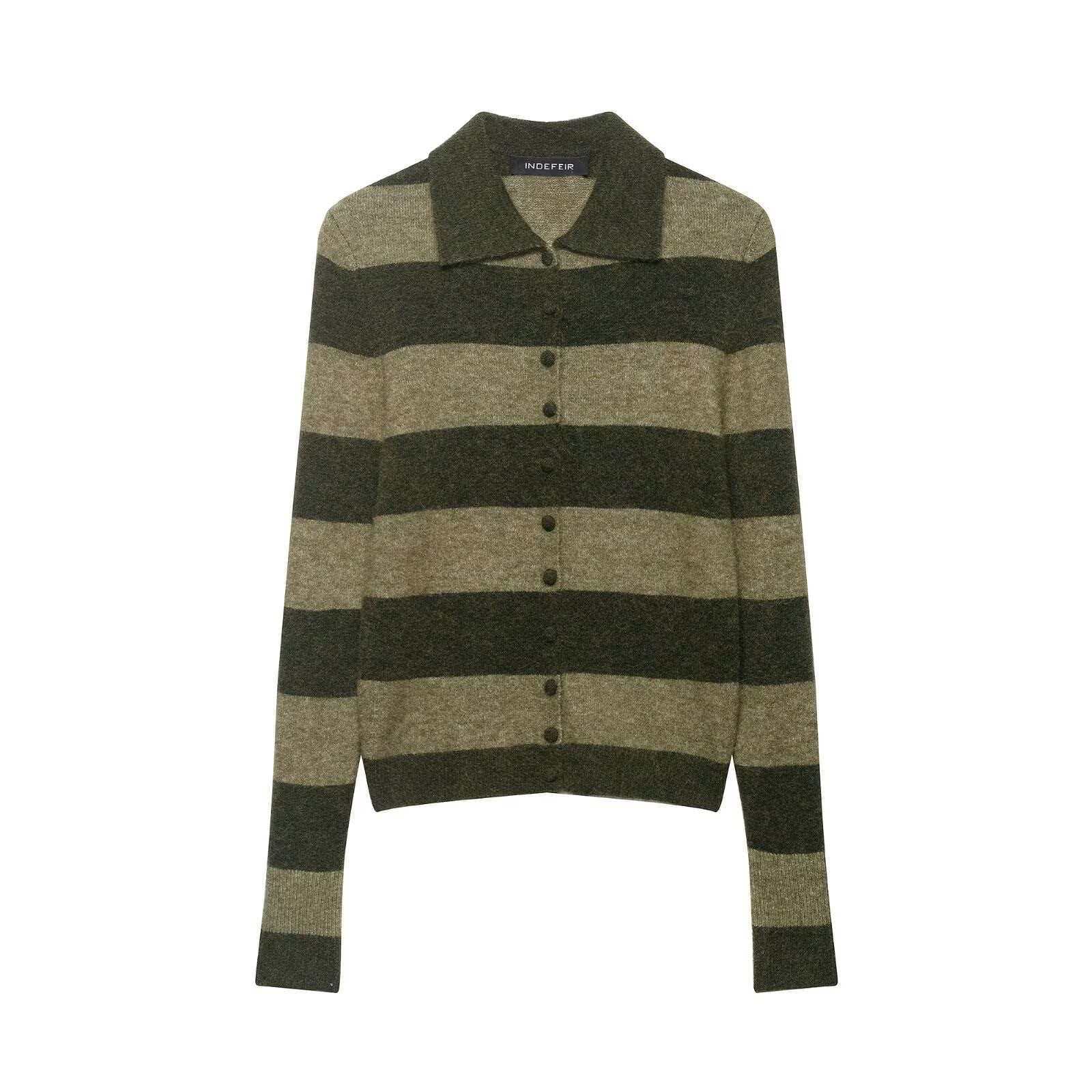 Retro Color-Block Striped Knit Cardigan Sweater