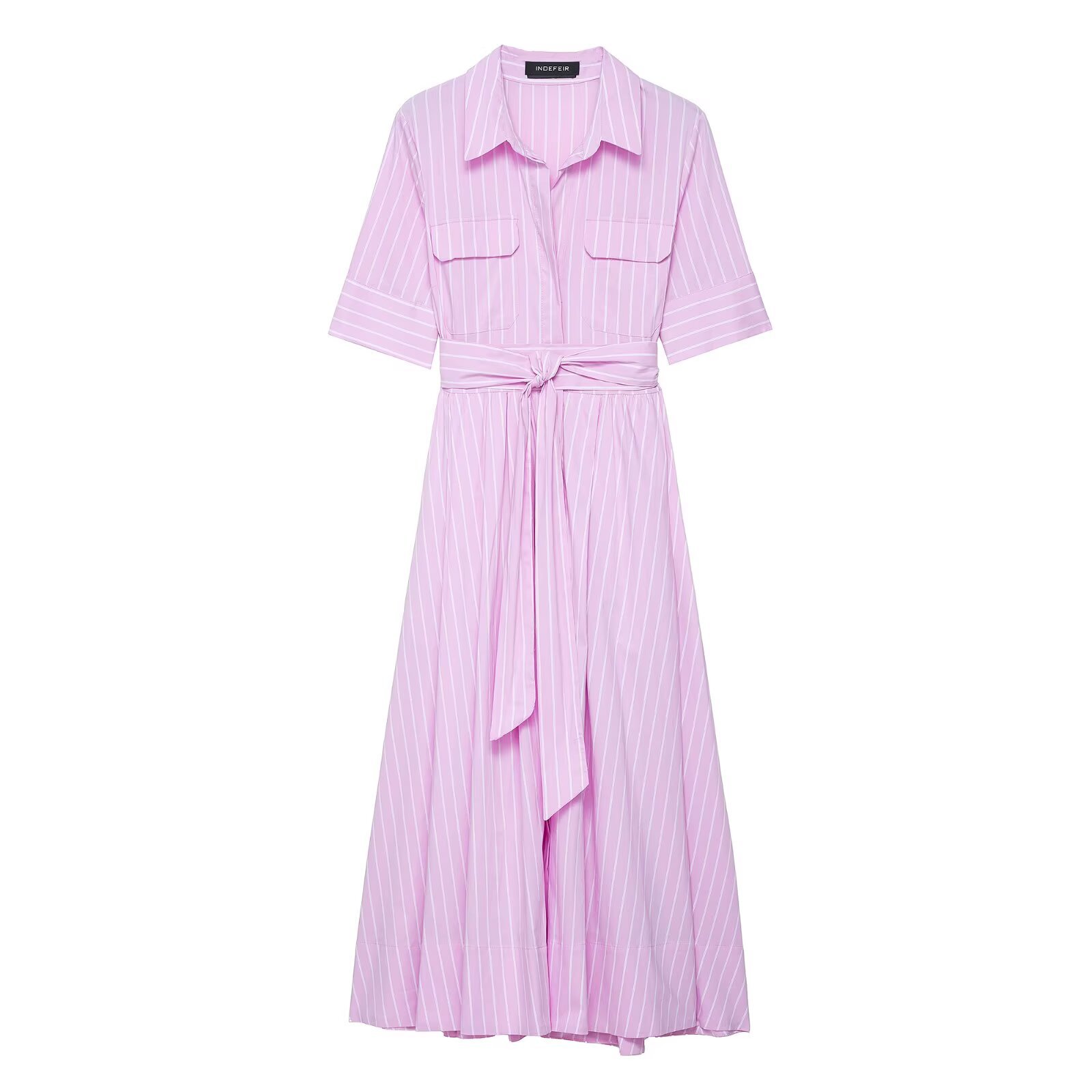 Women's Poplin Shirt Dress Sleeveless Collared Midi