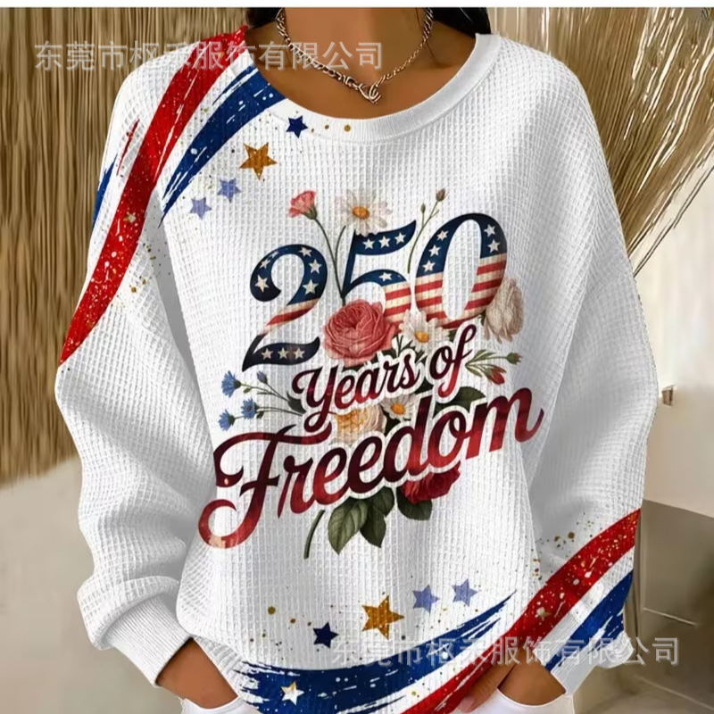 Women's American Flag Bow Anniversary Print Sweatshirt