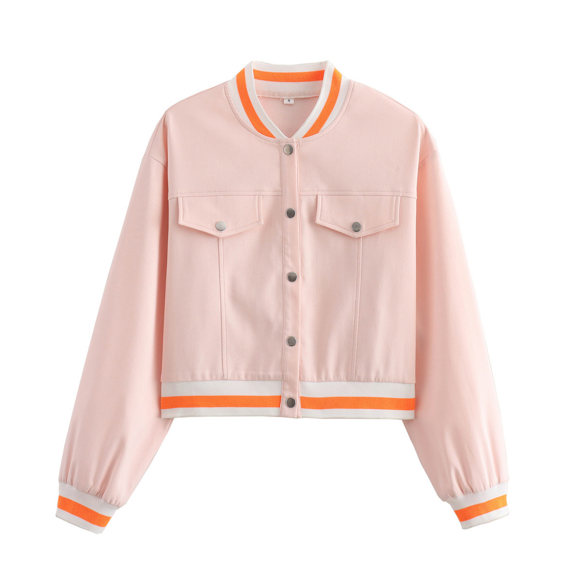 Women's Summer Streetwear V-Neck Colorblock Jacket