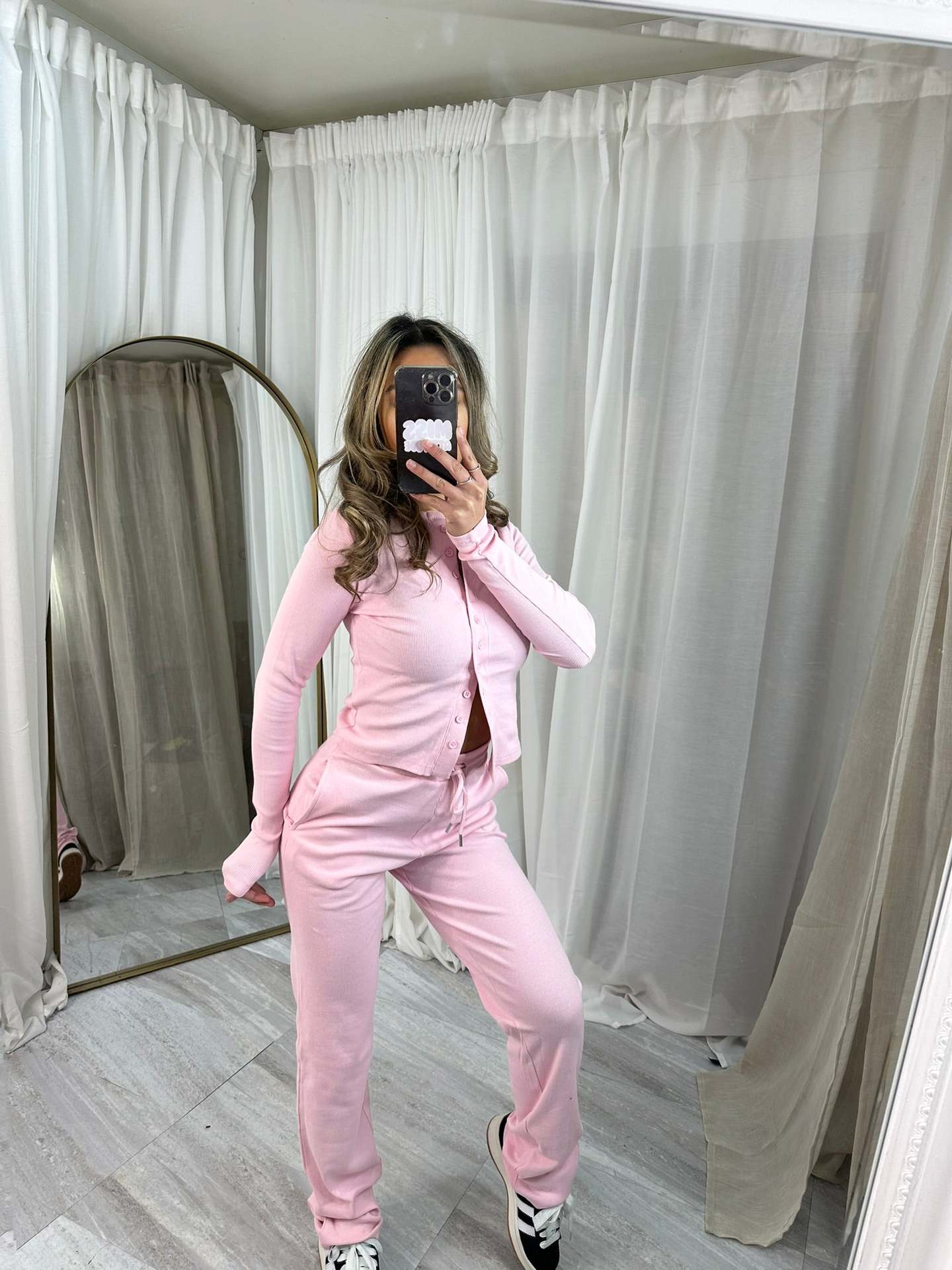 Women's Two-Piece Set: Long-Sleeve Button Cardigan & Tie-Waist Pants