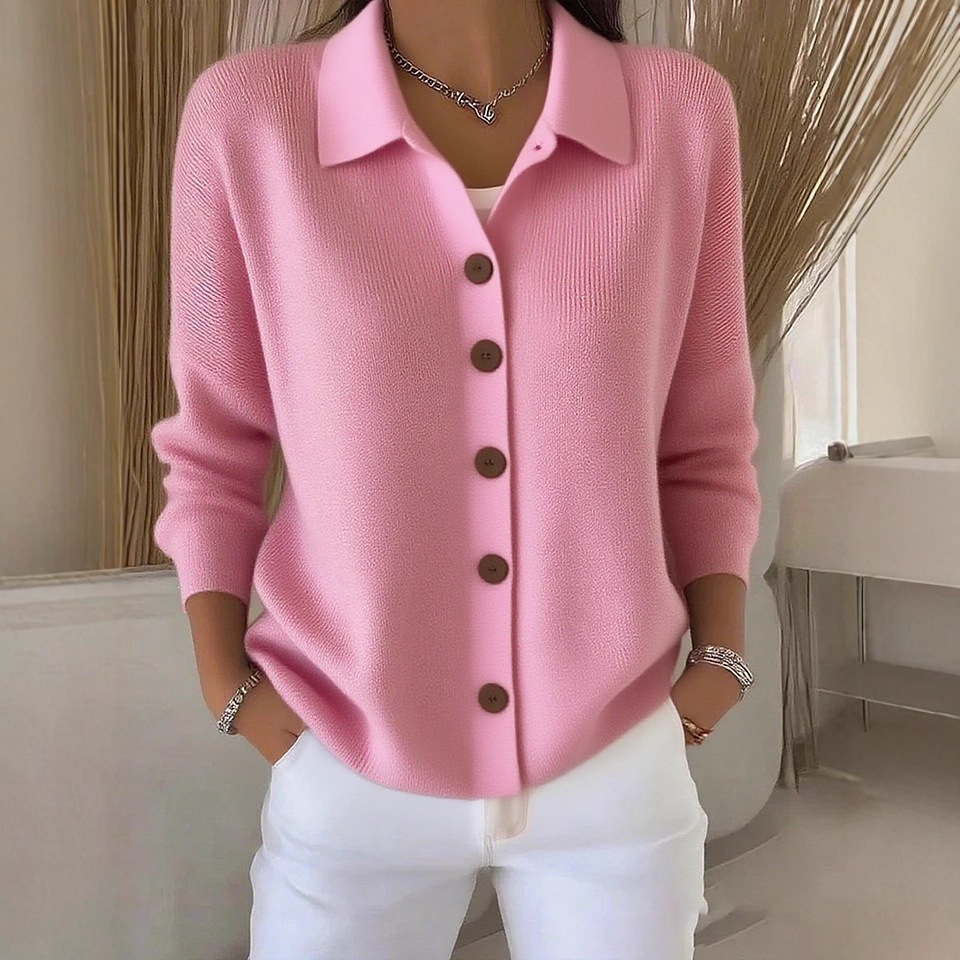 Women's Knit Button-Front Cardigan Sweater Solid Color Casual