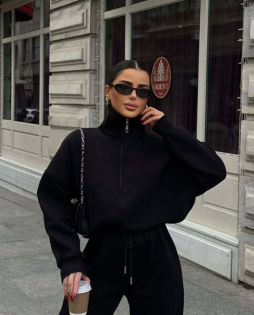 Women's Half-Button Pullover Sweatshirt and Pants Set