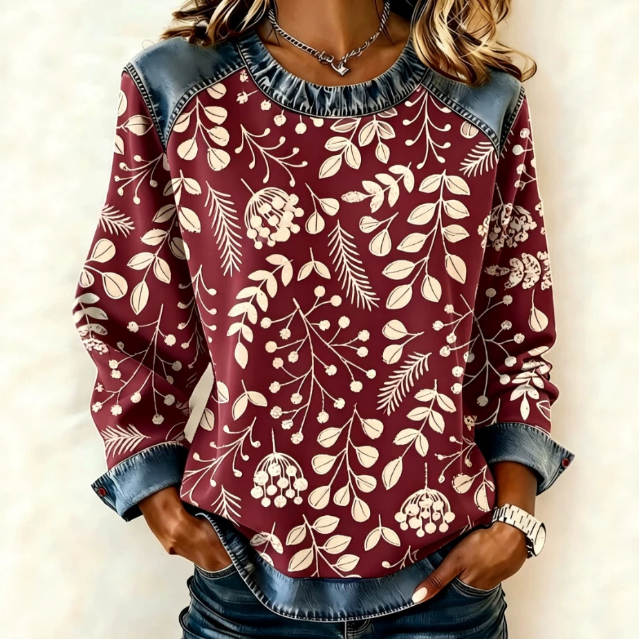 Women's Leaf Floral Print Casual Hoodie