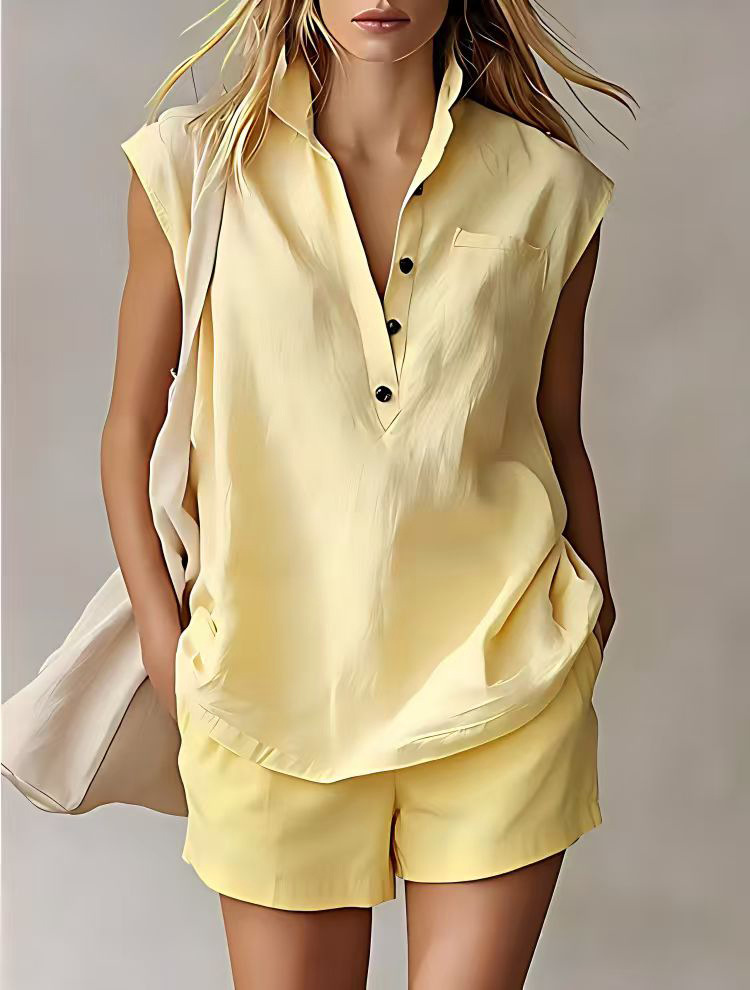 Women's Sleeveless Cropped Casual Two-Piece Set