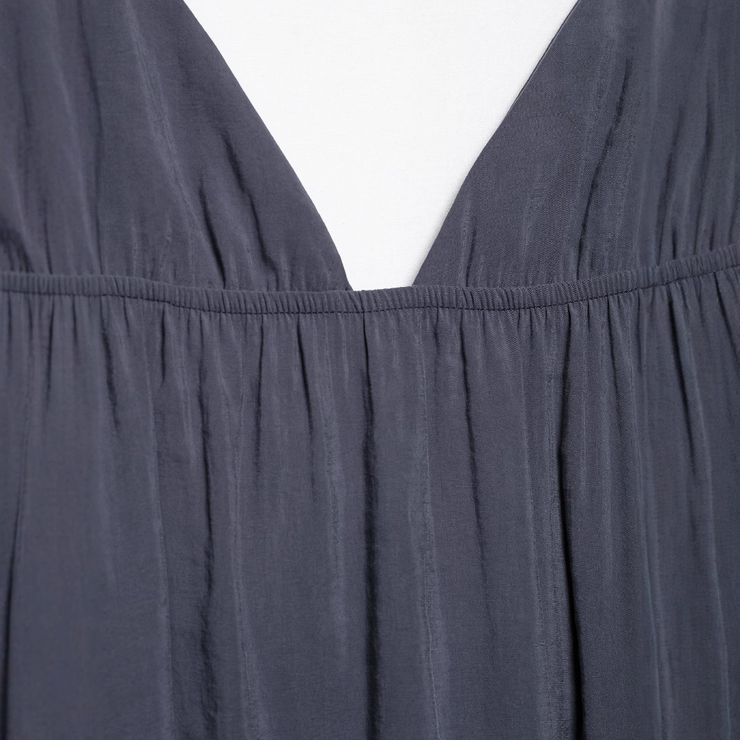 V-Neck Cami A-Line Midi Dress with Belt