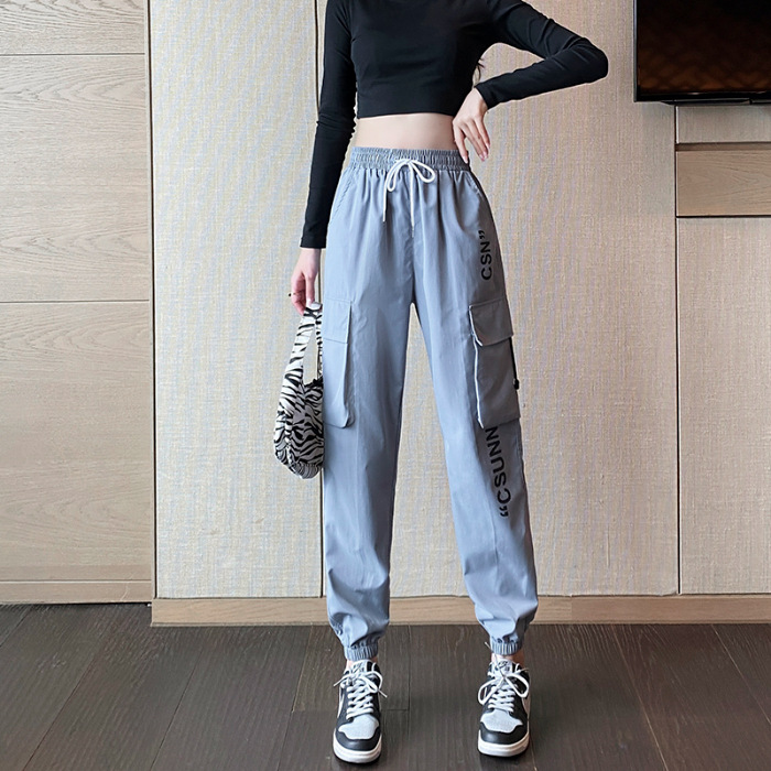 Women's Summer Printed Casual Jogger Pants Korean Loose Slimming Cropped