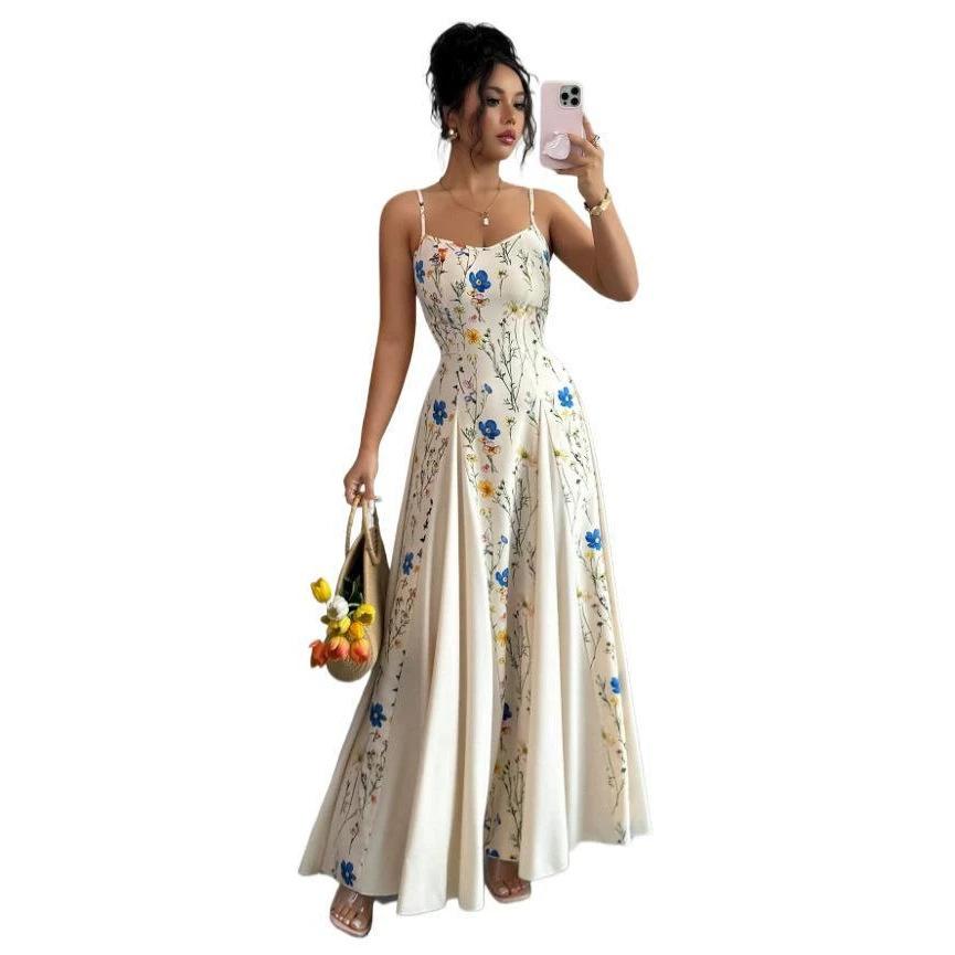 Women's Slimming Floral Open-Back Cami Dress
