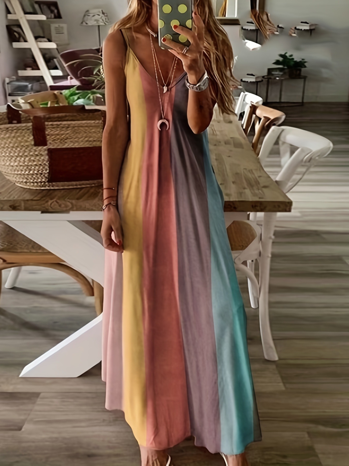 Women's Sleeveless Gradient Print Slip Dress