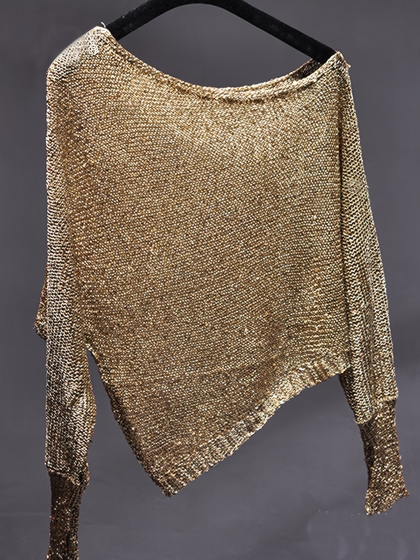 Women's Hollow-Out Knit Sweater with Flared Sleeves and Round Neck