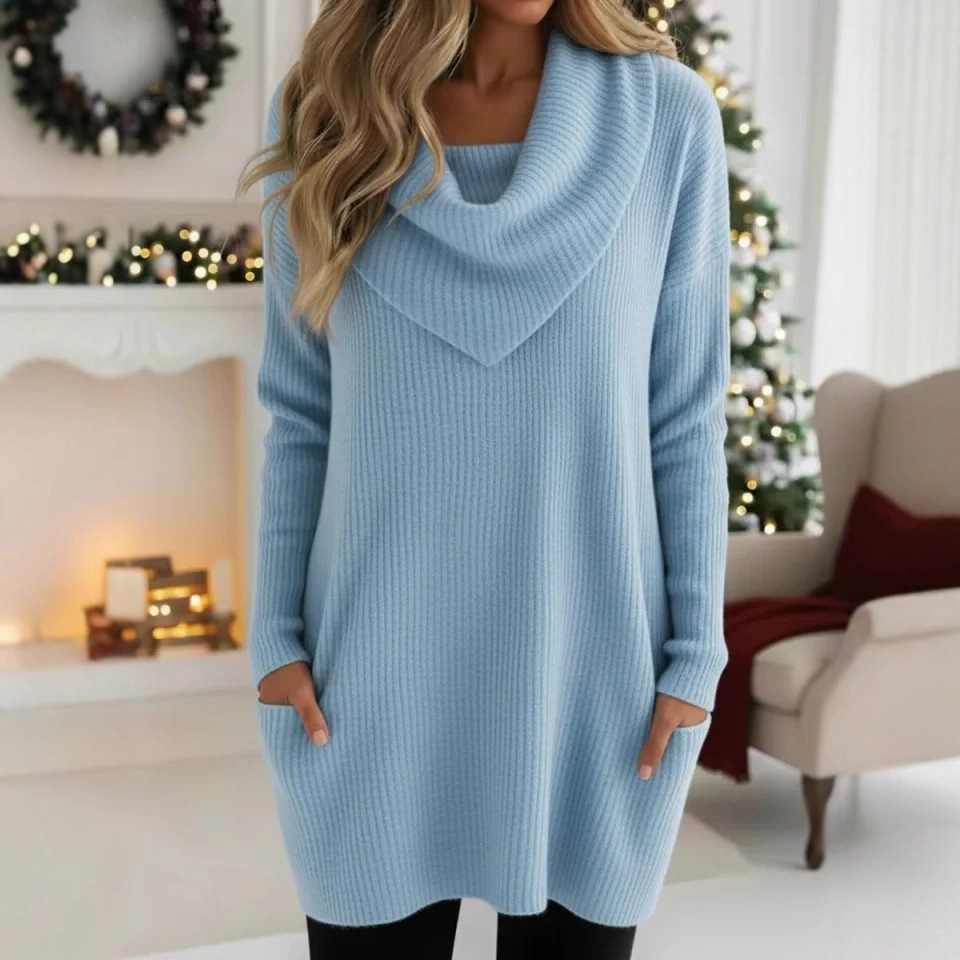 Women's Retro Triangle Cowl Neck Knit Sweater