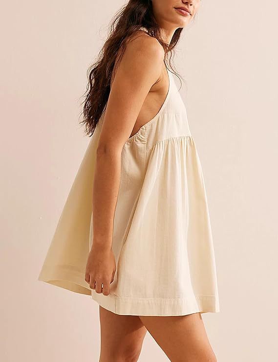Sleeveless Open-Back Square-Neck Mini Babydoll Dress