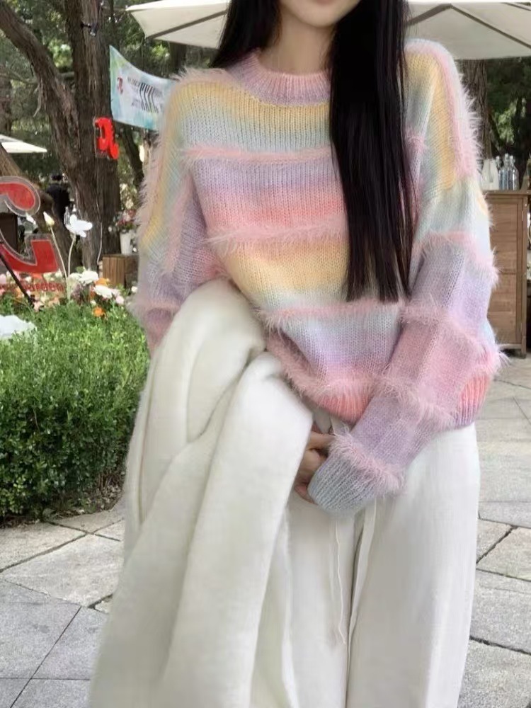Trendy Color-Block Lazy Style Women's Sweater