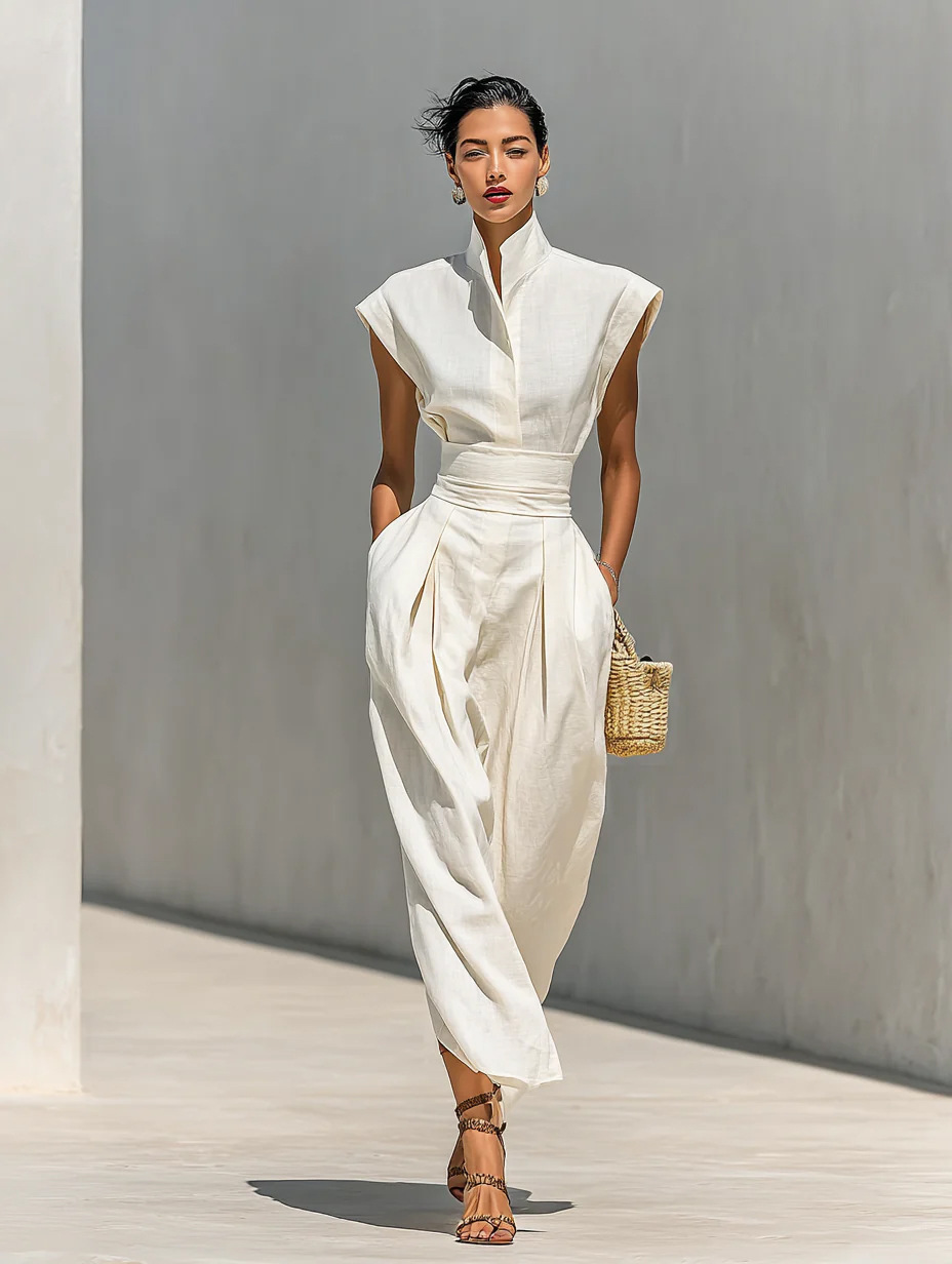 High-Waist Midi Skirt & High-Neck Loose Top Commuter Dress Set