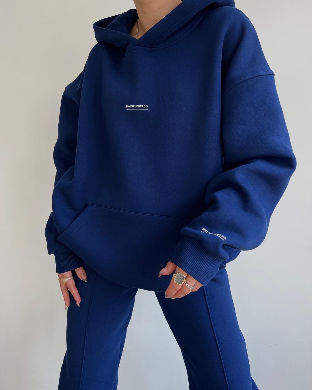 Women's Fleece-Lined Hoodie and Pants Set with Print